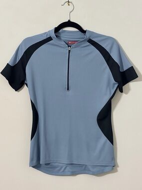 Bellwether Cycling Jersey Blue Black Half Zip Bike Shirt Women’s